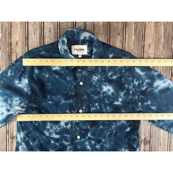 Corridor Tie Dye Camp Collar Shirt overshirt size M color navy - Picture 6 of 8